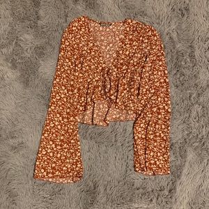 Tie front Floral top